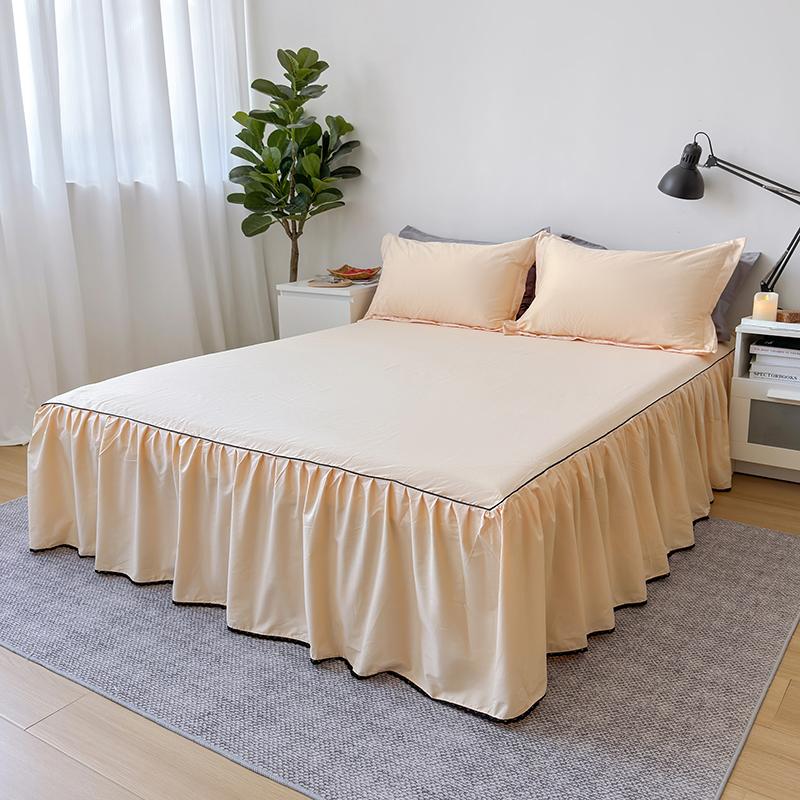 Skin-friendly Bed Skirt Pure Cotton Bed Cover Solid Color Bedspread with Ruffles Home Bed Linen jupe de lit (No Pillowcase)