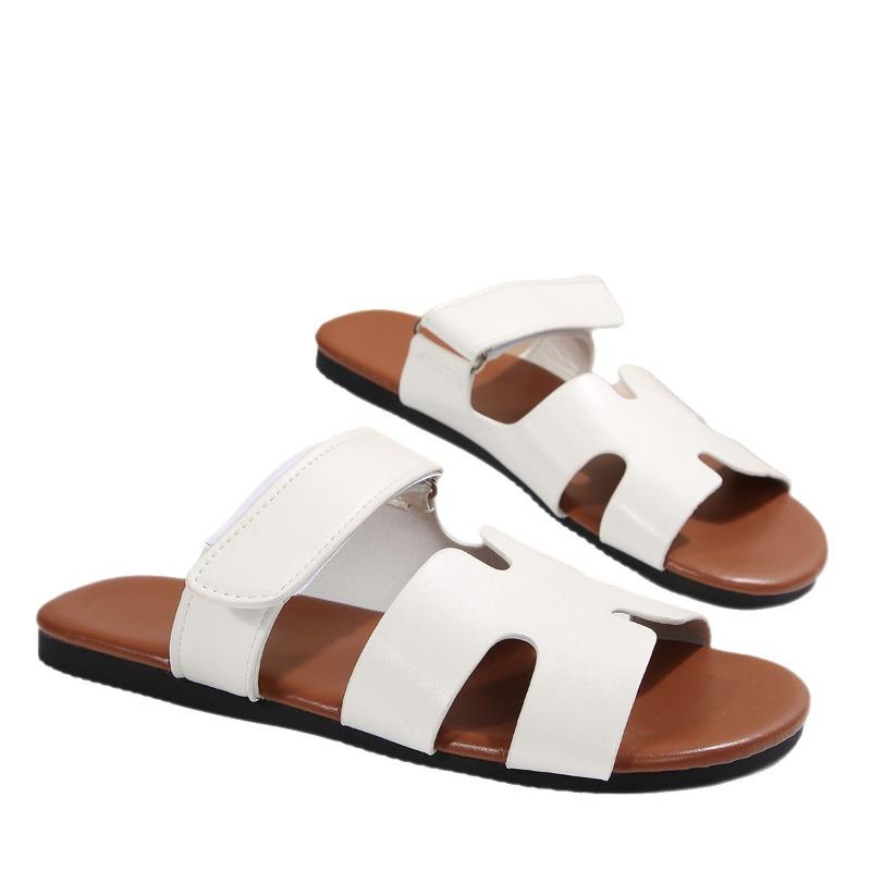 New Large-sized Sandals, Women's Shoes, Velcro Flat Slippers