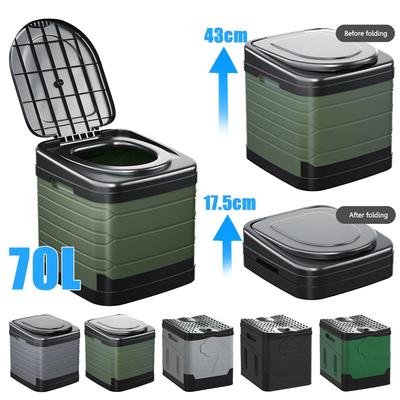 Portable Foldable Toilet Seat Square About 25L 70L Trash Can Storage Box for Camping Self-driving Travel Car Travel Potty