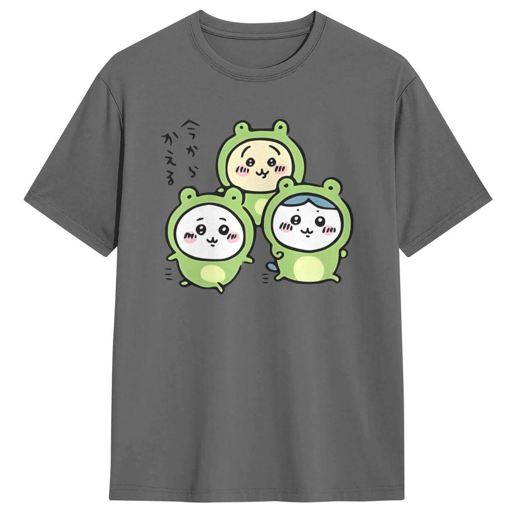 Haikyuu T-Shirt Chiikawa And Friends Frogs Hachiware Usagi Kawaii Bear Cat Cotton T Shirts for Men's Short Sleeve Clothing