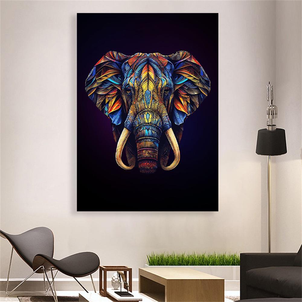 

Черный богато украшенный слон абстрактная настенная живопись маслом гостиная украшение плакат цвет
