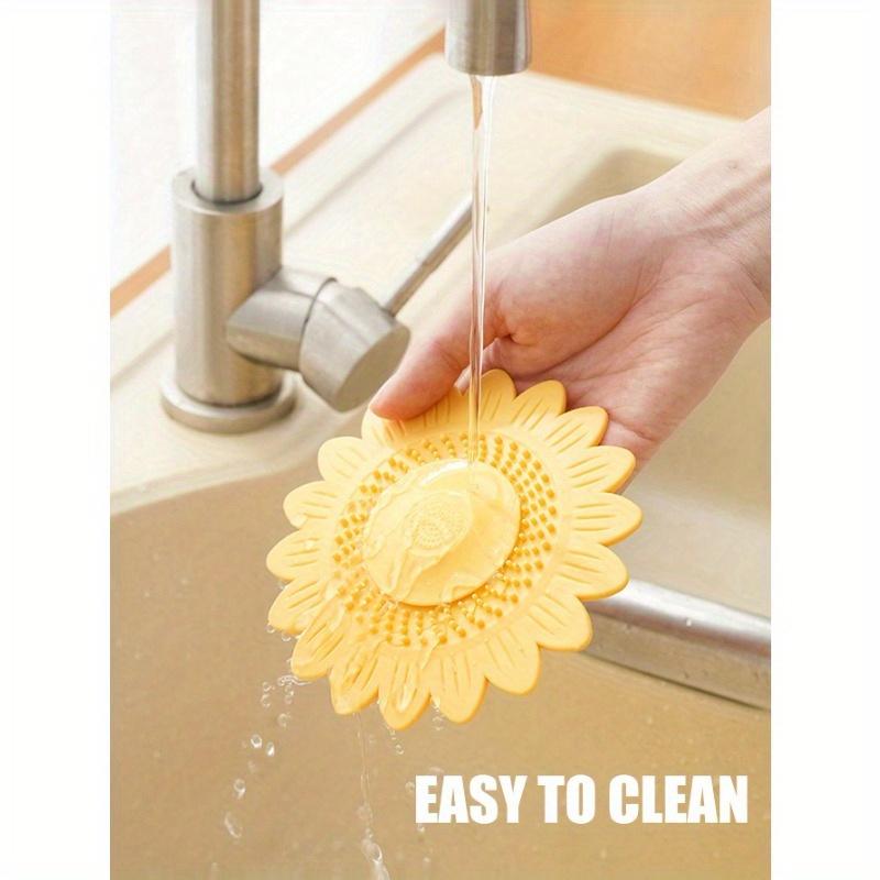 1pc Press-Type Sink Drain Strainer, Floor Drain Cover, Anti-Odor Drain Stopper, Hair Catcher Shower Drain Cover, Flower Design Sink Filter