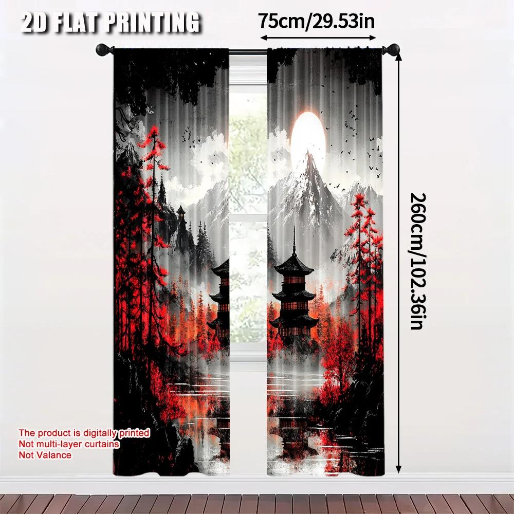 Vikama Japanese Aesthetic Style Forest Mountain Tapestry Landscape Decoration Item Suitable Living Room Bedroom Curtain Polyester Ideal For Sitting