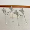 1 pair Long Rhinestone Butterfly Earrings Zinc Zinc Alloy Shiny Temperament Eardrops  Evening Party