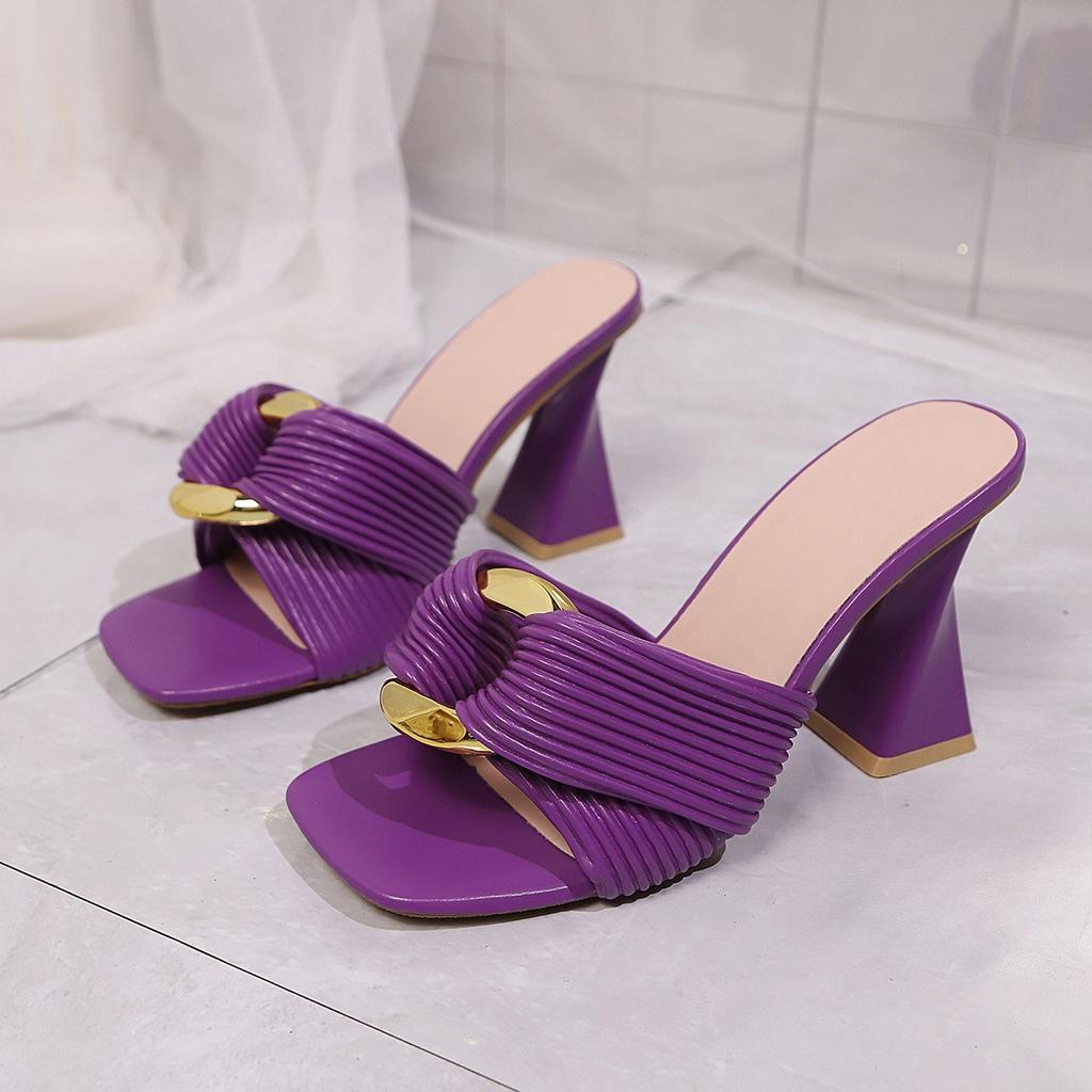 Woman Summer 2026 Fashionable Big Square Toe Sandals Women Leisure Comfort Heeled Pumps Elegant Simple Ladies High Heels Shoes