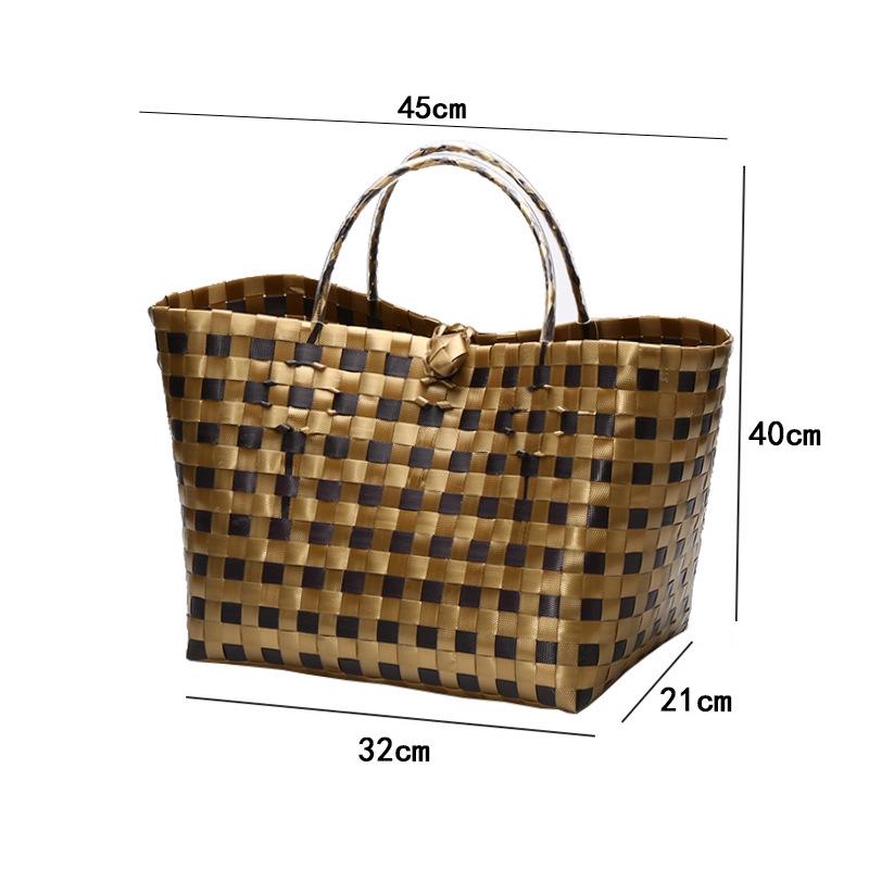 Vietnamese Large Imitation Rattan Handled Storage and Grocery Basket