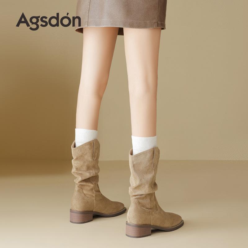 Pile Boots New Autumn and Winter Maillard Western Cowboy Short Boots Medium Tube British Martin Boots