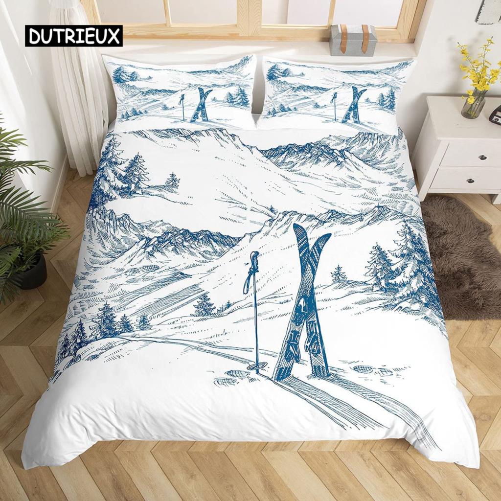 Skull Duvet Cover Set Queen 3 Pcs Black Halloween Bedding Soft Microfiber Comforter Cover Set Beauty Pattern Decor