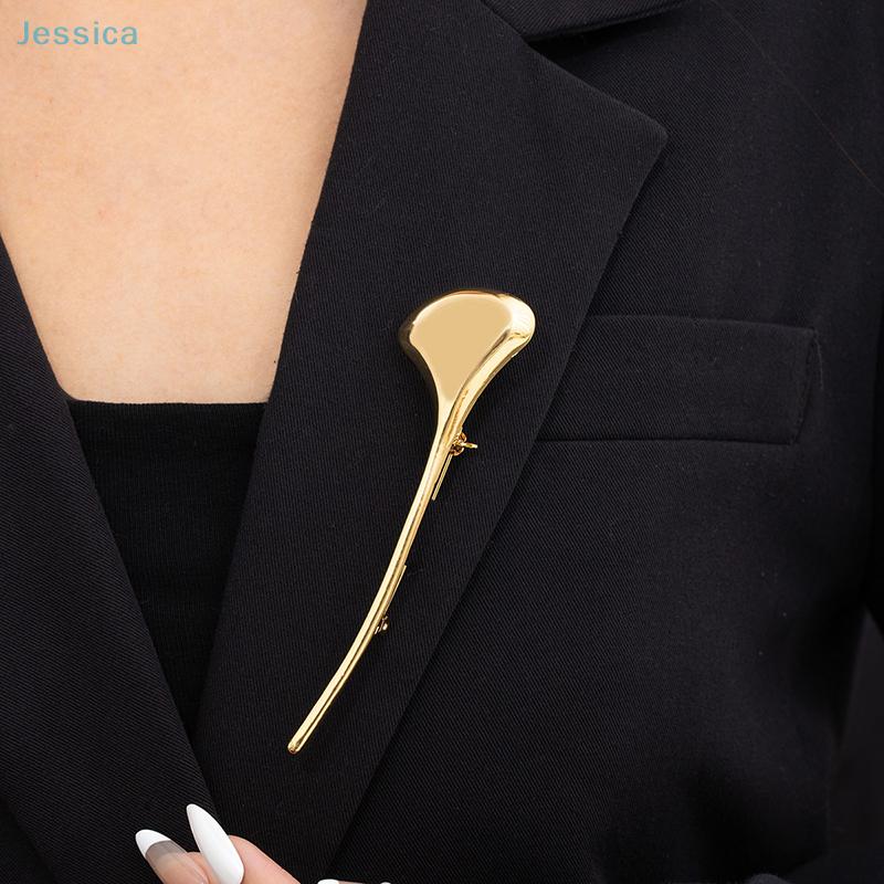 Spilla Foglia di Ginkgo Minimalista 2 Colori Metallo Elegante Spilla a Bastoncino Curva Festa Ufficio Spille Brooch Regali
