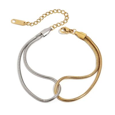 Stylish Hollow Snake Chain Bracelet Stainless Steel Wrist Jewelry Fashion Splicing Bracelet Suitable for Fashion Women