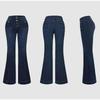 Retro High Waist Slim Flared Jeans Washed Denim Elastic Fitting Lange Hosen Straight Leg Jeans Blau Farbe Frühlingssaison Universal