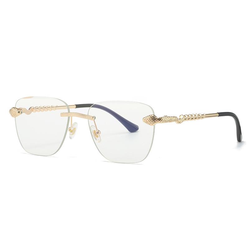 Vintage Marken Designer Randlose Quadratische Sonnenbrille Damen Für Herren Trendige Geschnittene Sonnenbrille Mode Luxus Metall Schlangen Shades