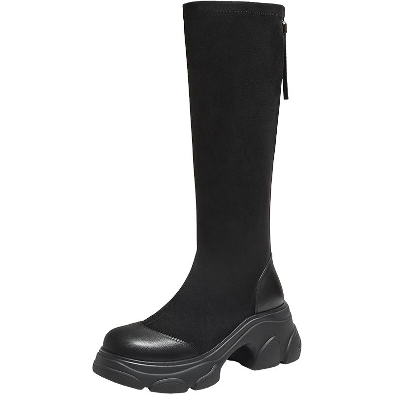 TATA Women s Chunky Heel Winter Long Boots EU 39 чёрный
