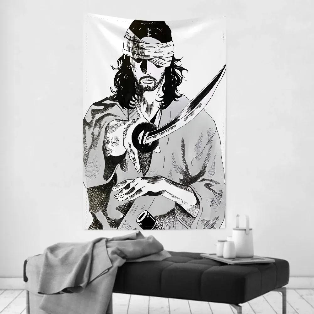 1pc Vintage Anime MMiyamoto MMusashi Vagabond Bushido Warrior Tapestry Wall Cloth Party Hanging Background Baby Room