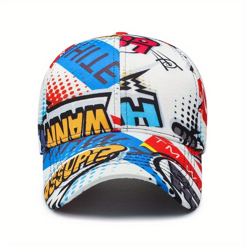 Cartoon Print Fashion Graffiti Hip-hop Baseball Cap for Young Men and Women, Street Trend Curved Brim Hat