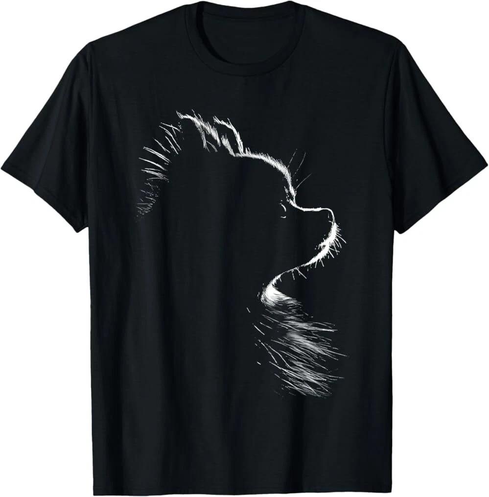 Retro Pomeranian Silhouette T-T-Shirt, Pomeranian Silhouette Mom Dad Tees L