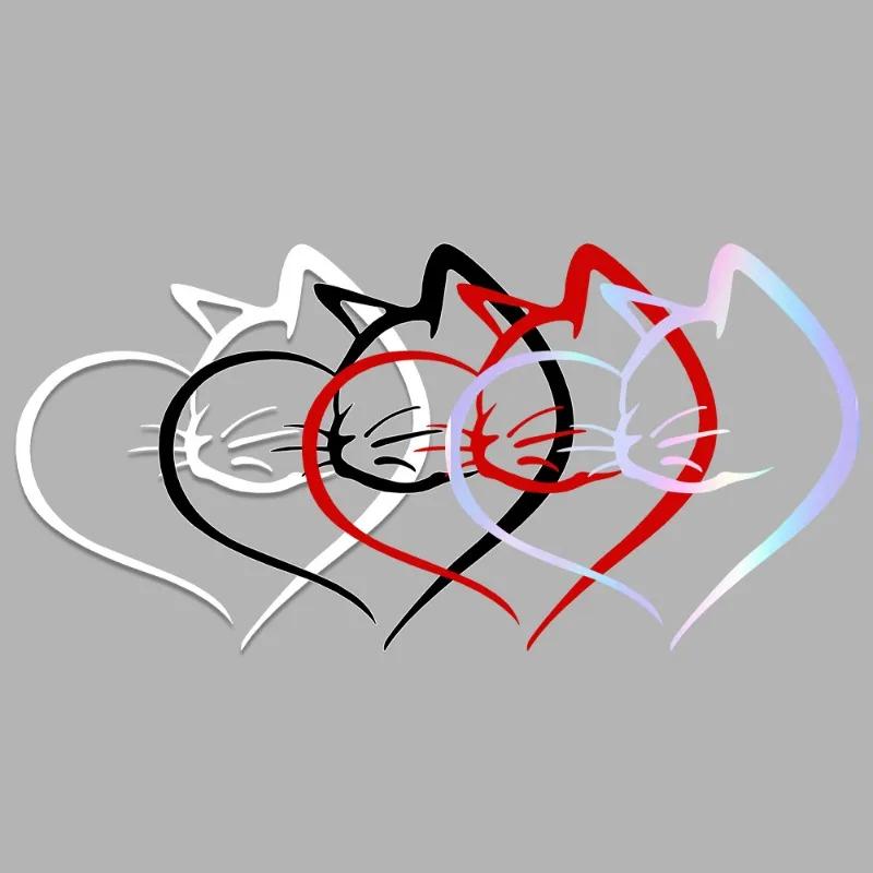 Auto-Katzen-Herz-Aufkleber, für Zuhause, Fenster, Glas, kreative Dekorationen, Aufkleber, Auto-Styling, wasserdicht, Tier-Aufkleber, Haustier-Aufkleber