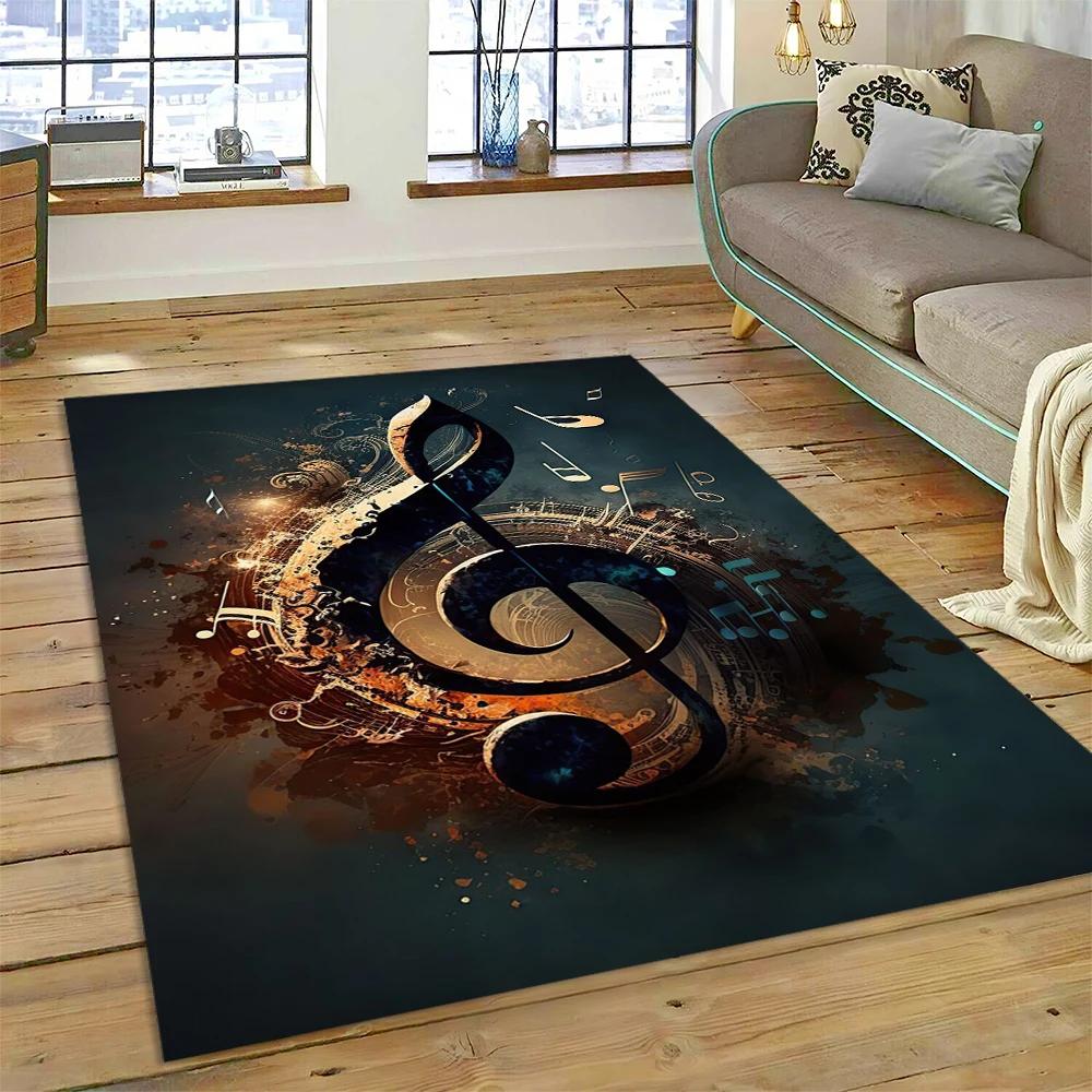 Nota musical colorida, partitura musical, desenho animado, tapete para casa, sala de estar, quarto, sofá, capacho, decoração, área infantil, tapete antiderrapante