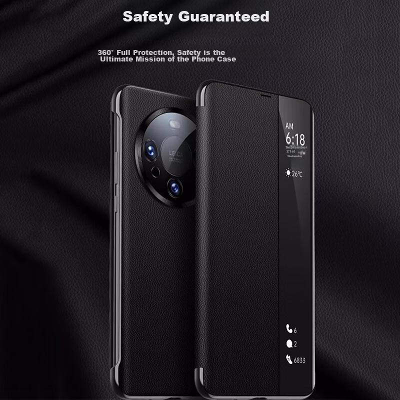 Case for Huawei Mate60 Pro And Mate60pro+, Protective Cover, Full Protection, Slim Flip Case with Smart View Window And Sleep/Wake Function, Black
