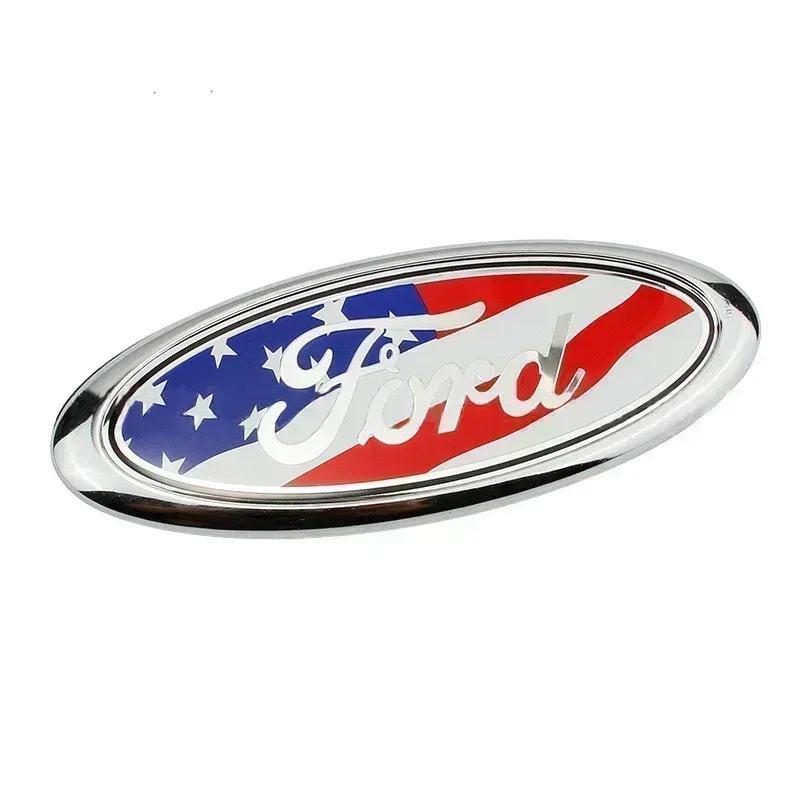 hrkqj5 ABS Car Front Hood Logo Emblem for Ford Mondeo MK4 MK3 MK2 Focus ST Line Fiesta Kuga Transit Escape Rear Trunk Badge Cover Decal