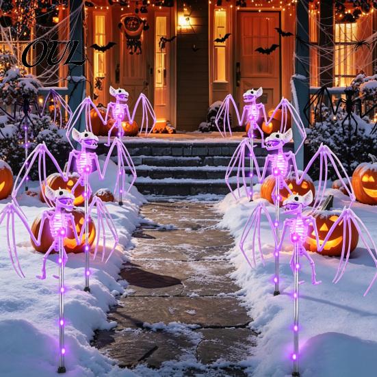 Glowing Skull Figurines for Lawn Solar Skeleton Yard Stake Light, Halloween Garden Decor Outdoor Lights with Cloak, Waterproof Lamp Haunted