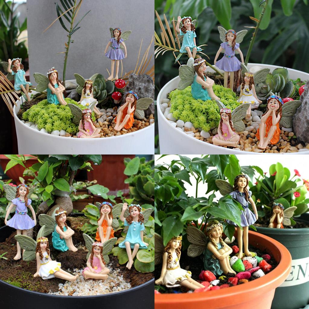 Set de Figuritas de Hada de Resina para Jardín con Escultura y Pulido para Decoración del Hogar Regalo