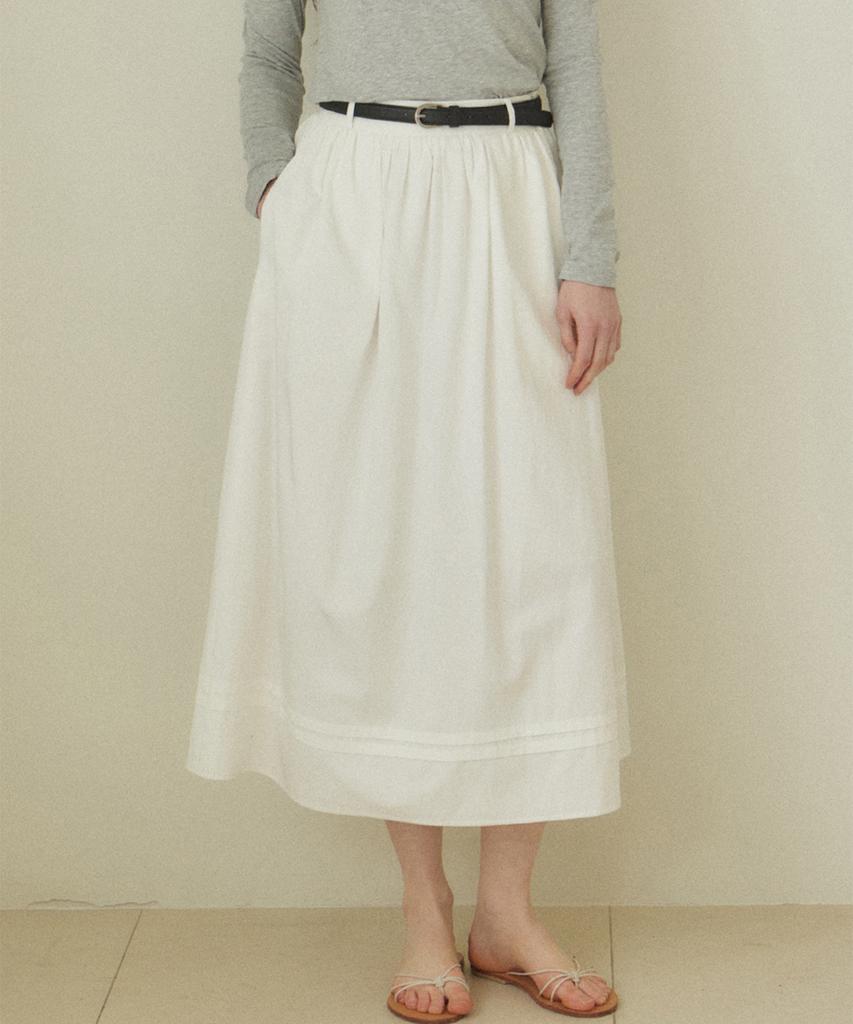 Our Hope Pintuck Shirred Long Skirt - White