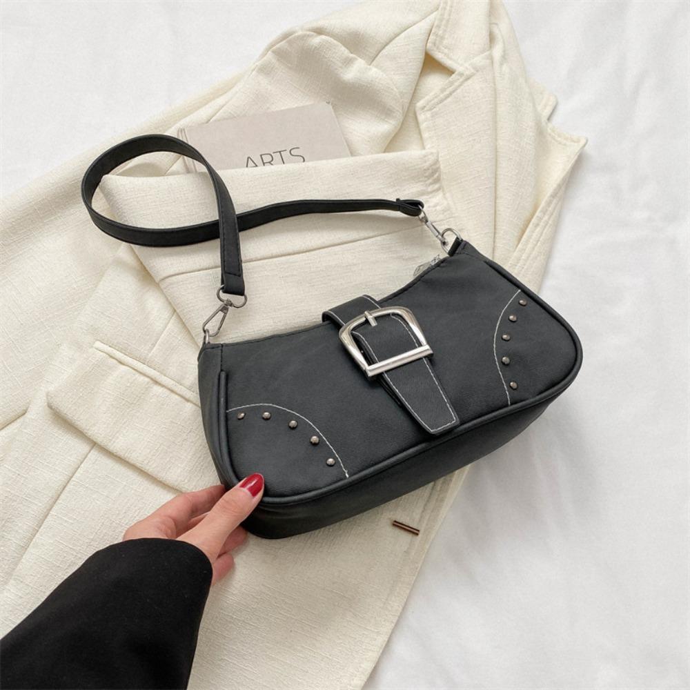 

Korean Style Silver Shoulder Bag Solid Color Crossbody Bag Fashionable Underarm Bag Autumn Style 1