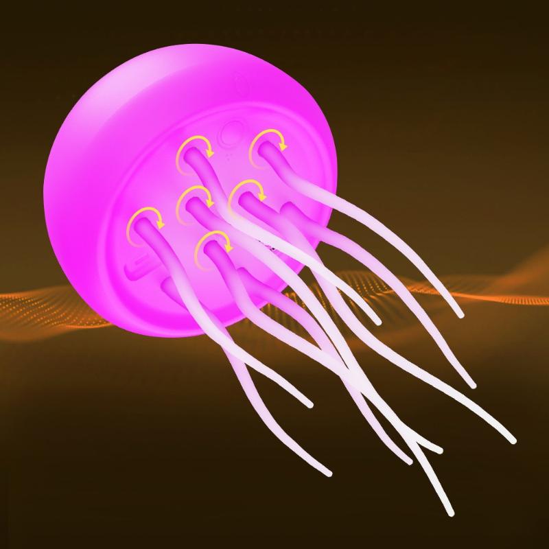 Jellyfish Cartoon Led Nihgt Light Voice Control Gradient Cute Rotating Jellyfish Hanging Bedside Lamp Rgb Table Lamps Room Decor
