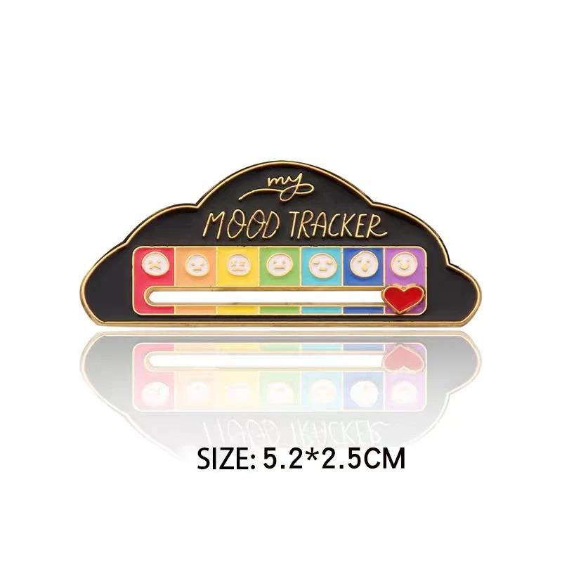 Mood Conversion Energy Brooch, Personalized Slidable Social Battery Metal Badge, Unisex Emoji Pin Accessory, Durable Metal