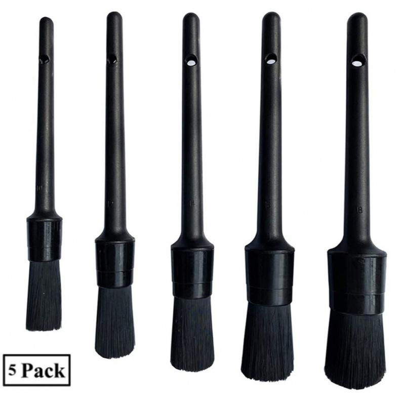 5Black SetPPSilk Cleaning Brush Car Beauty Tools Interior Detail Brush Air Conditioning Vent Gap Brush Detail Brush