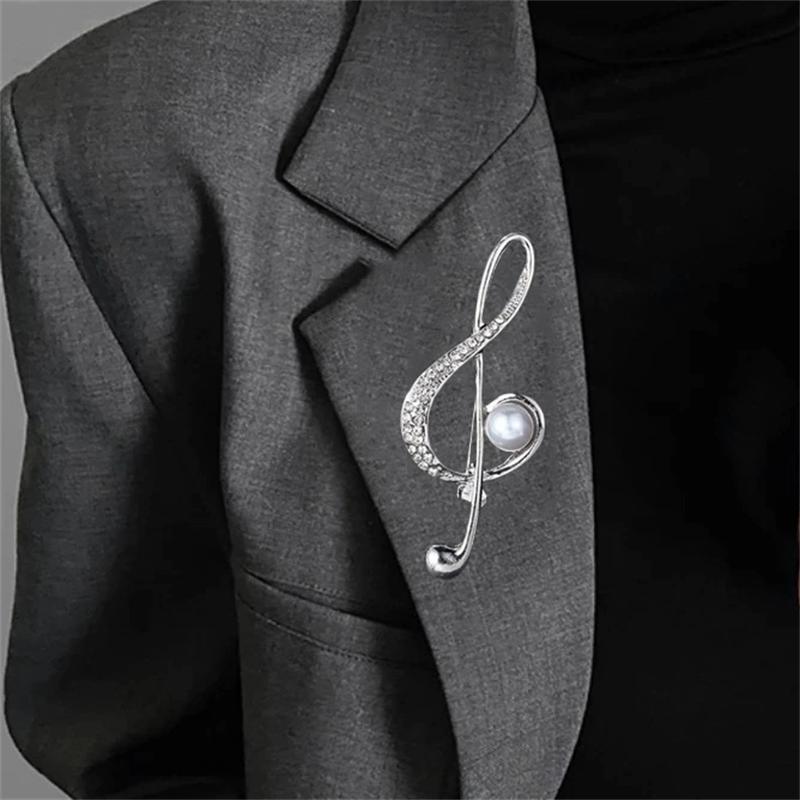 Broche de Note musicale en Zircon, signes musicaux simples, fausse perle, épingles à revers pour hommes et femmes, accessoires de Concert, bijoux cadeaux