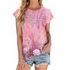 Women's Fashion Casual Basic Floral Textured Round Neck T-Shirt Vest Top
