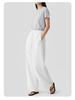 Women's Summer Cotton Wide-Leg Cropped Pants - Solid Color, Comfortable & Slimming Casual Straight-Leg Design