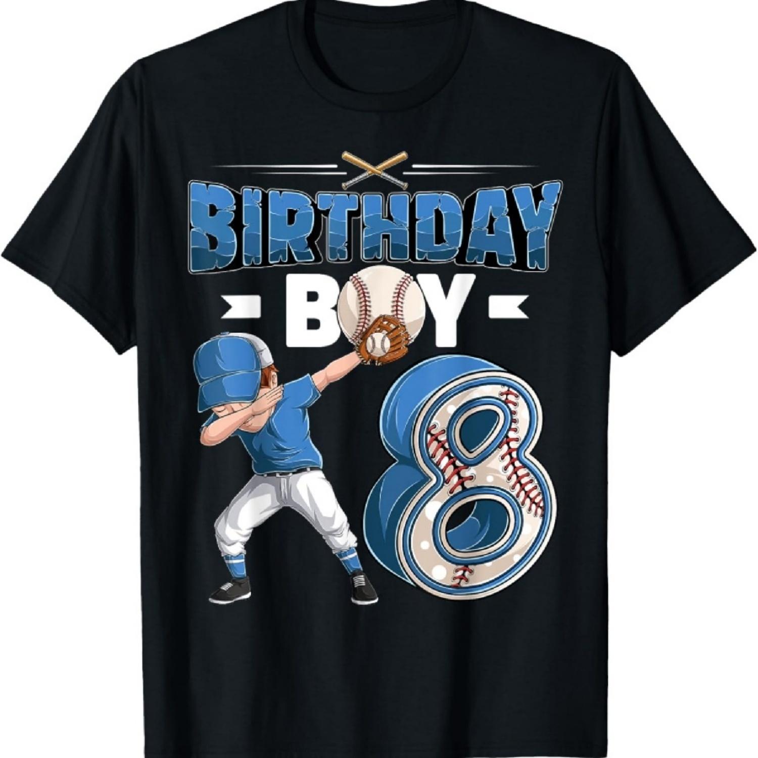 Мальчик, делающий даб, 8 лет, Игрок в бейсбол, Футболка на 8-й день рождения S