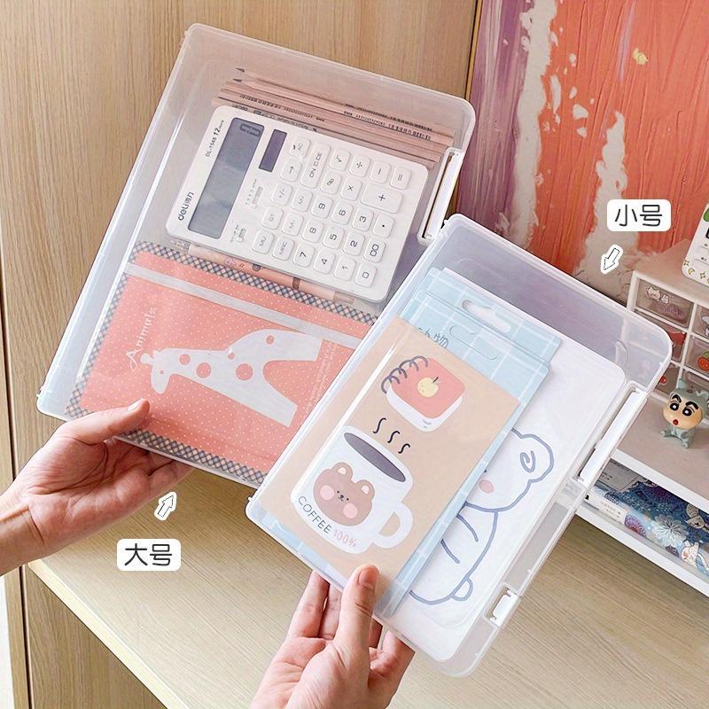 1pc A4 File Storage Box Transparent File Contract Classification Bills Sorting Office Document Case Organizer Supplies Dustproof Box