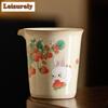 230ml Retro Cream Ru Kiln Ceramic Tea Pitcher Japanese Strawberry Rabbit Cha Hai Household Justice Cup Tea Ceremony Accessories