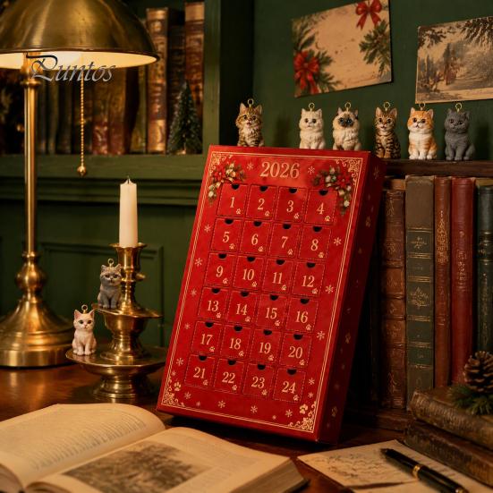 Regalo di Natale per Proprietari di Animali Domestici Calendario dell'Avvento a Tema 2026, Conto alla Rovescia di 24 Giorni con Set Unico Pz Mini Ornamenti 3D Gatto Cane, Regali per le Feste Casa