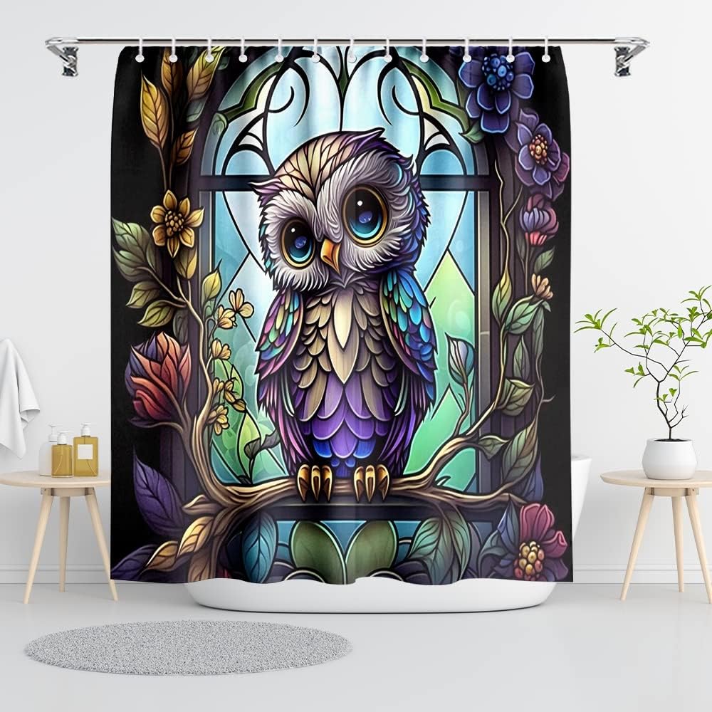Black Shower Curtain Life Tree Sky Elephant Neon Fabric Plant Fantasy Art Bathroom Curtain For Women Bathtub Decoration