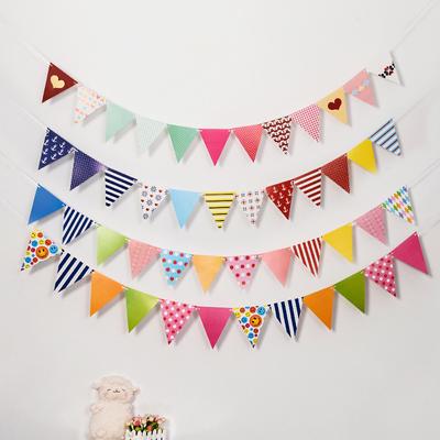 Festival Party Geburtstag Banner Gestreiften Punkt Dreieck Flaggen Bunte Girlanden Hängen Banner Requisiten Kinder Alles Gute Zum Geburtstag Party Favor