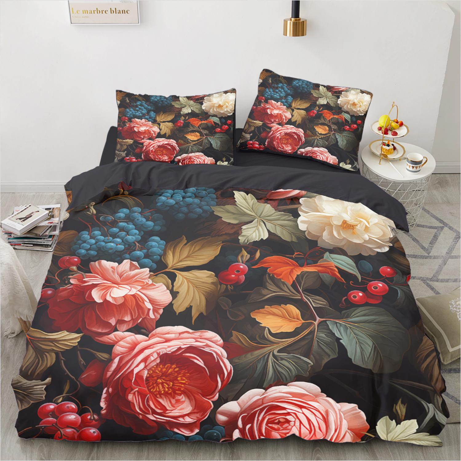 

Пододеяльник с 3D-цветочным принтом King Twin Queen Double Size Kit Floral Pillow Cover New Wholesale Elegant Bed Shelfs EU Twin135x200cm