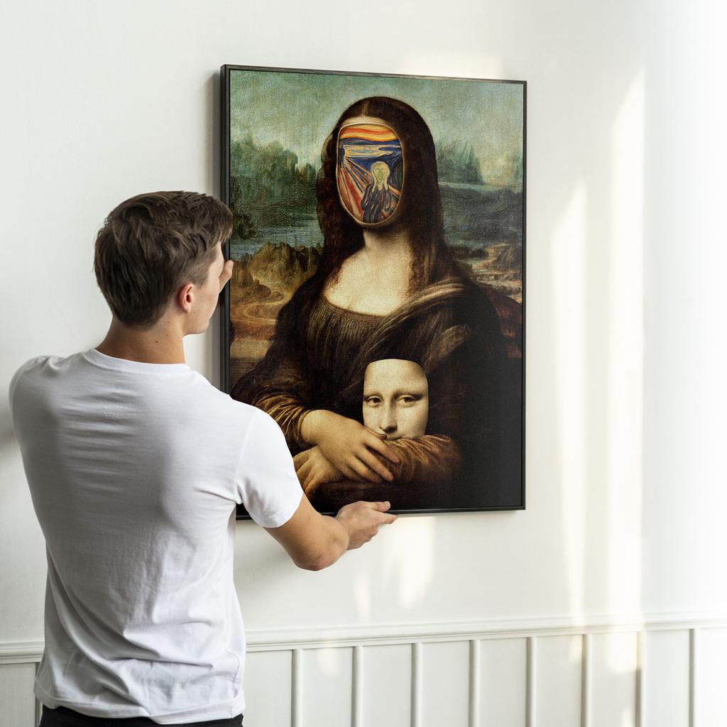 Plakat Mona Lisa scream ramka czarna