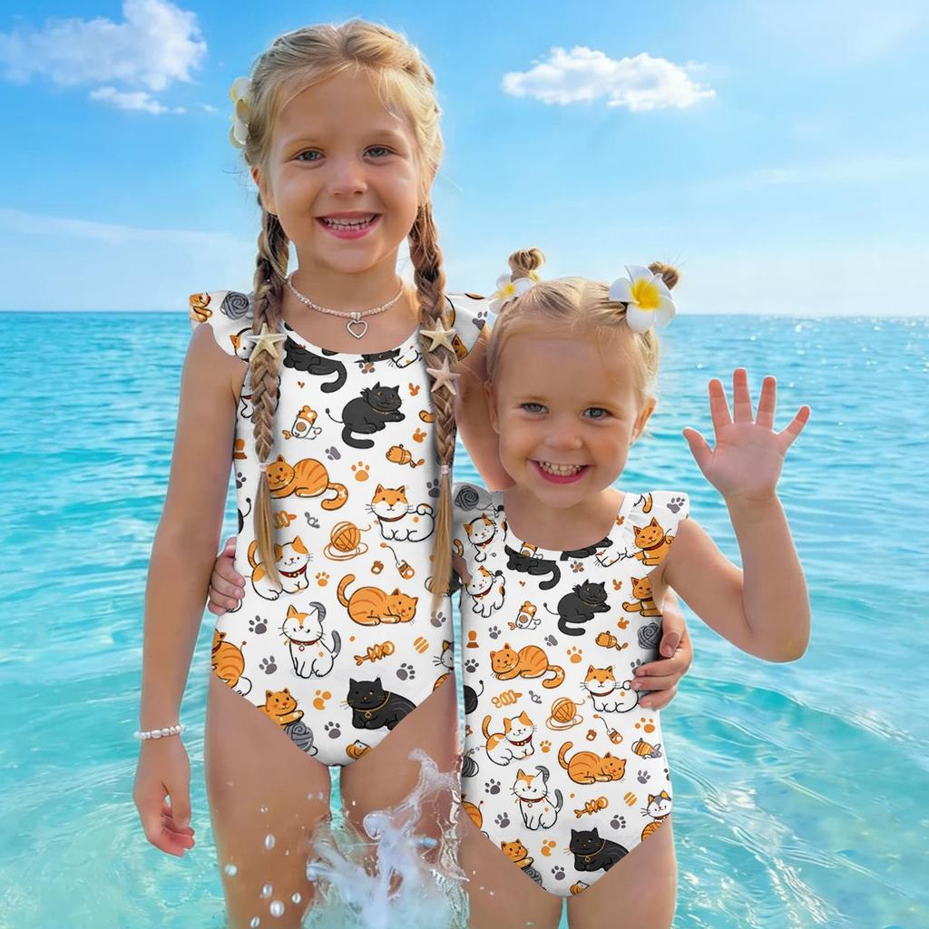 Girls One Piece Swimsuit Summer Animal Print Kids Swimwear Sleeveless Casual Beachwear Toddler Bathing Suit for Children