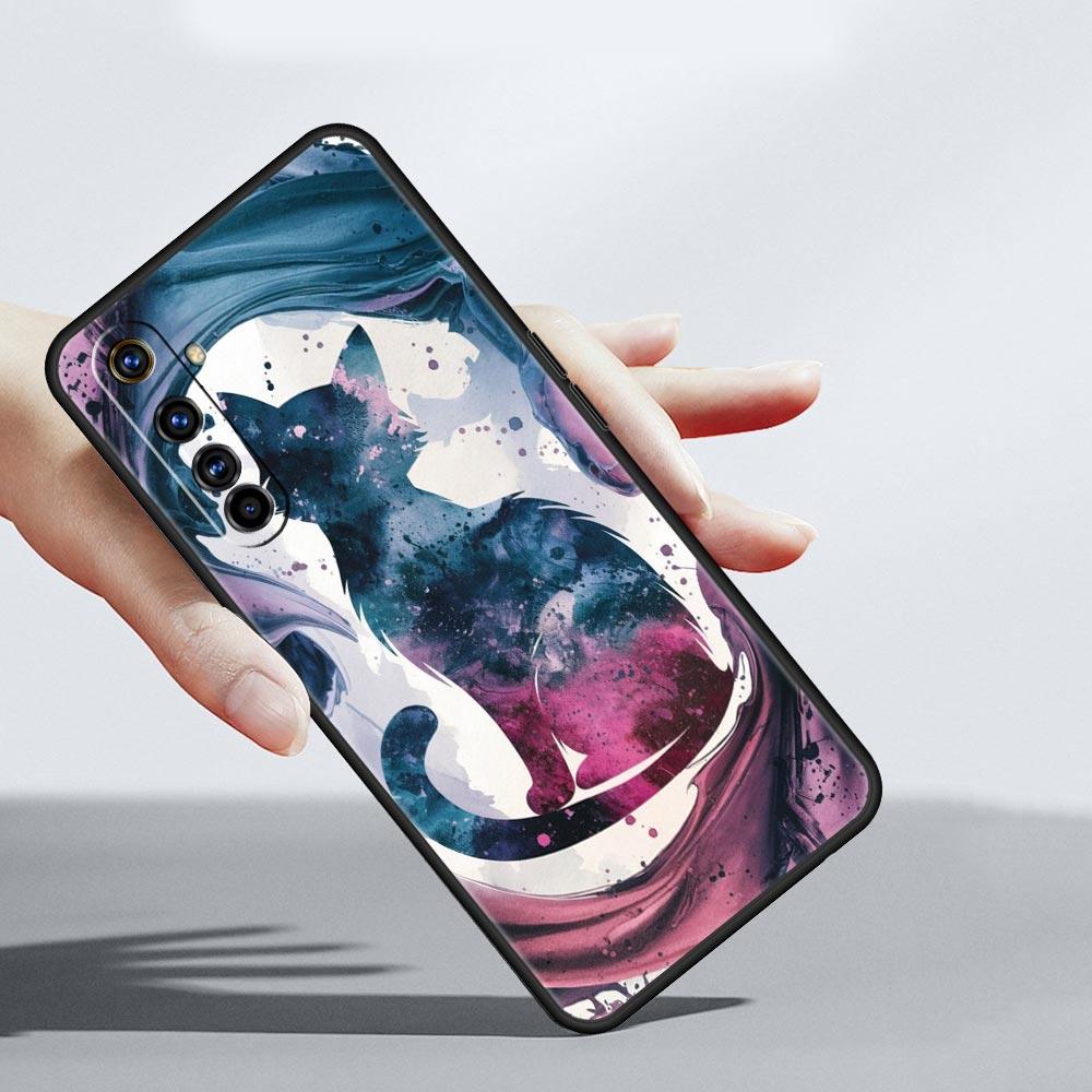 Cute Cat Case For Realme C67 C63 C55 C53 C35 C25 C21 GT 2 3 5 6 10 11 12 13 Pro Plus 5G Soft TPU Phone Cover Fundas Capas Bags