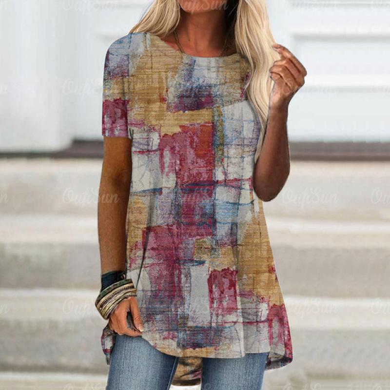 

Жіноча сукня-футболка Коротка міні-сукня з напіврукавом із принтом у вигляді котів і тварин Весна-літо з круглим вирізом Стильна повсякденна XS-8XL 4XL