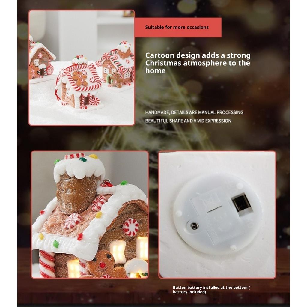 Christmas Decoration Glowing Cottage - Soft Clay Fairy Tale Gingerbread House, Festive Display for Home & Window Decor