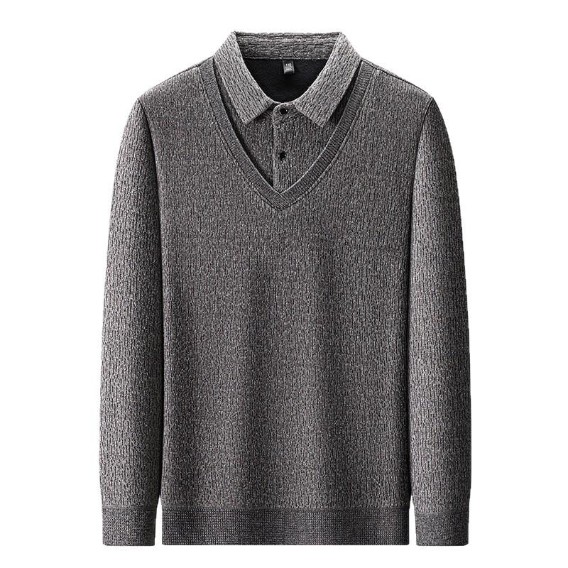 Men's Plush Knit Sweater, Fake Two-Piece, Mink Velvet, Anti-Pilling, Autumn/Winter New Arrival, High-End Fashion