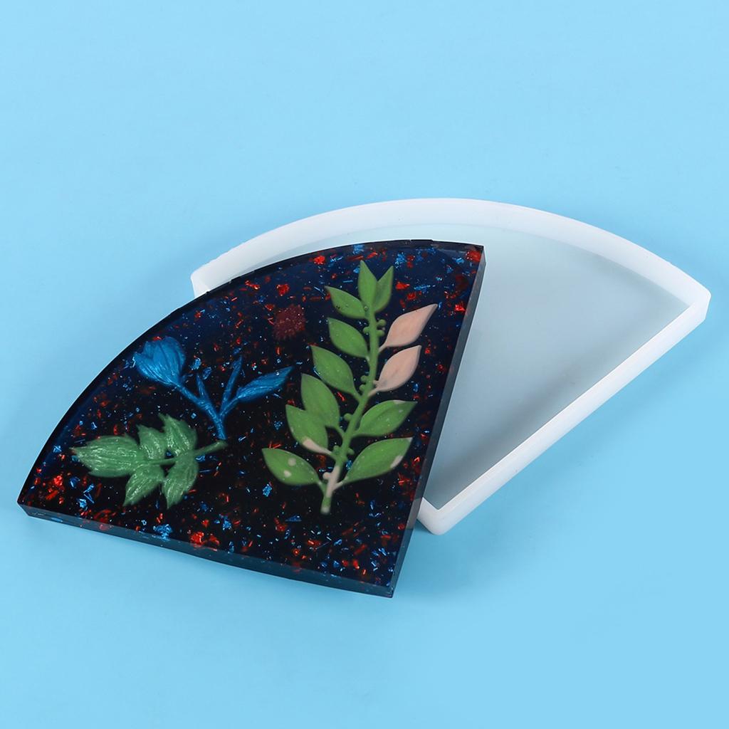 Fan-shaped Shelf Tray Epoxy Resin Mold Display Stand Coaster Plate Silicone Mould DIY Crafts Home Ornaments Mold