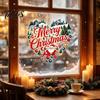 Holiday Glass Clings Merry Christmas Window Cling, Heart Shaped Sticker with Santa Claus Xmas Festive Home Decoration Tree Balls, Winter Static