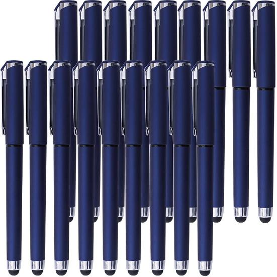 Black Gel Ink Rollerball Pens 0.7mm Gel Pens 2-in-1 Stylus Pens Medium Point Pen for Office, Black Ink (18 Pack-Blue) 18 Pack-Blue